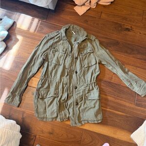 Free People Olive Utility Jacket with Front Pockets